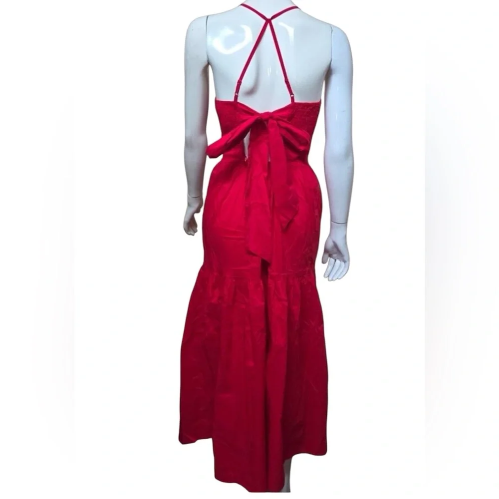 NEW Evereve Red Open Back Tiered Dress S | Coastal Cottagecore, Vacation Style